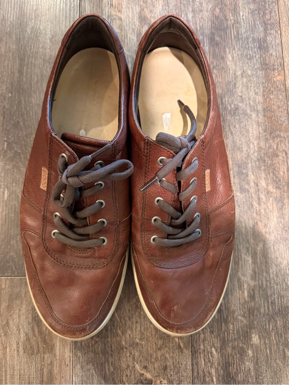 Ecco Brown Leather Casual Lace-Up Slip-Ons